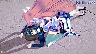 Garie T�m�n, Maria Cadenzavna Eve, and Micha Jawk�n in wild futanari sex from Symphogear hentai. Intense 3D cartoon action with teen lesbians.