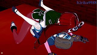 Garie T�m�n, Maria Cadenzavna Eve, and Micha Jawk�n in wild futanari sex from Symphogear hentai. Intense 3D cartoon action with teen lesbians.