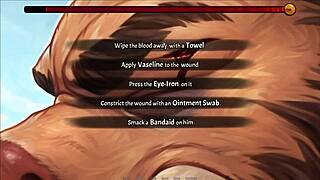 i'm the cute teen in this hentai game, my tits bouncing in outfit as beach fun turns to threesome