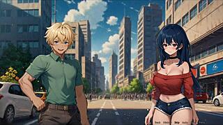 horny girlfriend in hentai game ep 2 rips shirt off for wild action. total cartoon chaos!