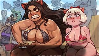 i'm the cute teen in this hentai game, my tits bouncing in outfit as beach fun turns to threesome