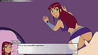 teen hentai game 18titans part 5 shows starfire getting banged