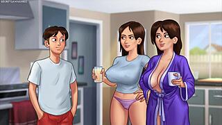 Wow! Busty Stepmom Flaunts Huge Breasts in 3D Game