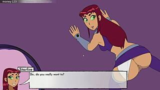teen hentai game 18titans part 5 shows starfire getting banged