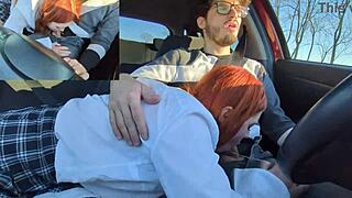 Car sex with teen stepsister redhead hot girl creampie amateur