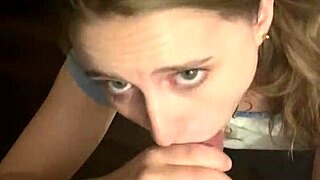 Young beauty gives a deepthroat blowjob at a party