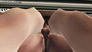 Cute 3D cartoon trio couldn't resist, ending in wild interracial squirt fest.