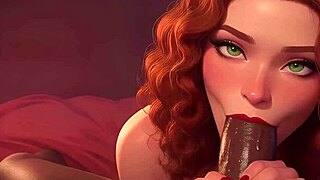 Redhead stepsister gives a wild BJ at the club