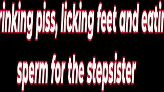 My slave drinks piss, licks feet, and eats cum.