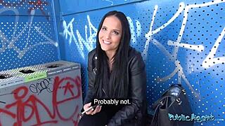 Public Agent - 18yo brunette student, umm, her beautiful tits... first time outdoor fuck!