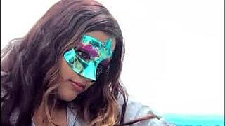 Brunette Student Teases with Sexy Breast Touch Before Exams!