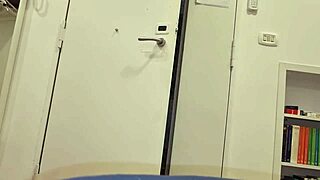 He plays with his huge cock on the transparent chair, showing his ass and massive dick