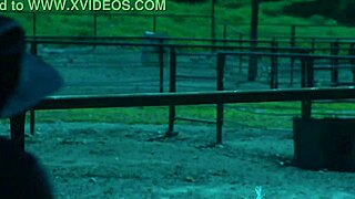 Brooke Ballentyne fucks a hired ranch hand by the fireside outdoors hard!