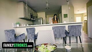 Perfect Assed College Girl Sucks Stepdad's Cock Under Table