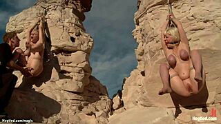 boyfriend fucking students hard in desert with rough bondage