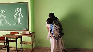 Hot Indian uniformed girl has sex in an empty classroom