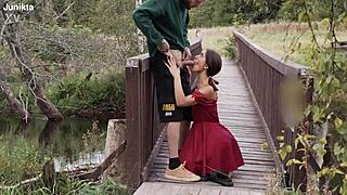 Damn! Village girl moans loud as guy nails her in the countryside!