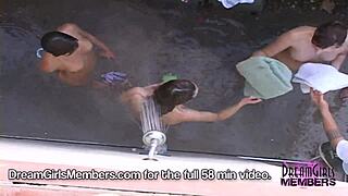 Girls Playing Naked at Our Spring Break Party House by the Pool