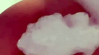 british girl bathes solo in shower pov