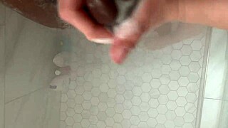 Horny college white girl kneels for huge BBC in steamy shower worship