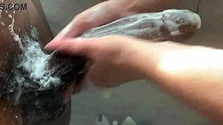 Horny college white girl kneels for huge BBC in steamy shower worship