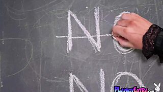 Big-boobed blonde teen Keira Jackson strips from uniform for a hot lesson