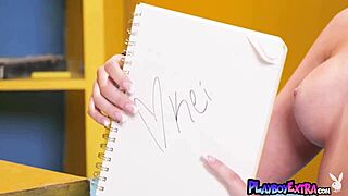 Big-boobed blonde teen Keira Jackson strips from uniform for a hot lesson