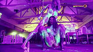 neon party gets wild with latina girls banging loud