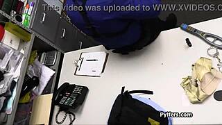 Short Geeky Blonde Banged by Mall Cop After Strip