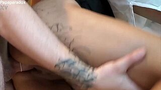Young Asian schoolgirl gets it on in the kitchen