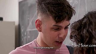 curly latina teacher gives in to student in classroom. she offers her big ass for anal!