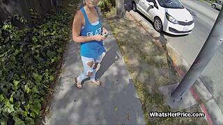 Picking up short-haired blonde for outdoor doggystyle action