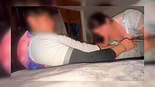 Madrastra catches hijastro masturbating in room, phone records everything, hot Mexican milf