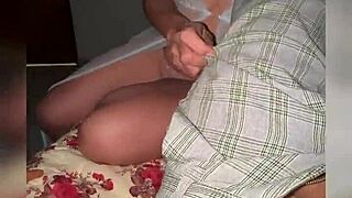 Stepmom walks in on stepson with dick out and begs for sex!