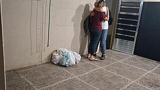 Blonde college student rides doggystyle behind school secretly