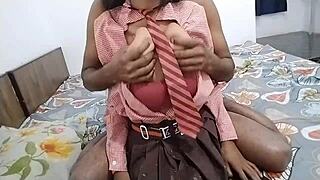 First time sex with an Indian schoolgirl in the dorm room
