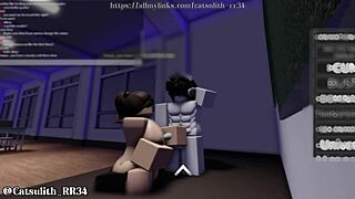 she's getting an a after this classroom roleplay session with handjob and blowjob