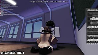 she's getting an a after this classroom roleplay session with handjob and blowjob