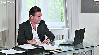 Slutty Student Candee Licious Takes Double Penetration in Office