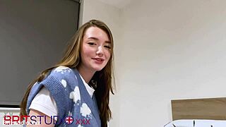 this brit teen 18+ flashes and gives an oily handjob to her neighbor