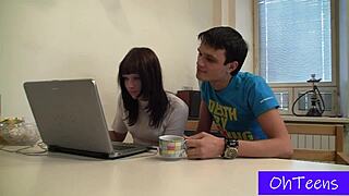 Beautiful roommate Kveta in her first hardcore scene with a friend
