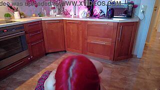 the redhead teen casually sucks the fat old dude's dick in pov