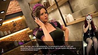 kate 27 feels excited in her leather costume and stockings for outdoor striptease