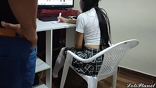 Tricked my Latina teen stepdaughter with homework for some fun.