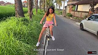 Cute 18 y.o. teen learns riding bike and hard cock! 😘