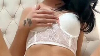 horny british teen slut masturbates solo on webcam 😈