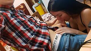 Nerdy College Boy Loses Virginity to Cute Classmate in Doggy