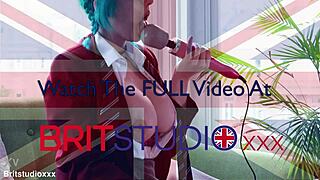 Beautiful British student fingers her pussy to orgasm in cosplay.