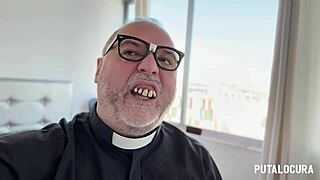 Curvy Spanish Laura Baby confesses while riding Father Damian in wild session