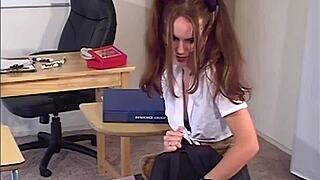 Victoria School Student Fucks Vibrator Hard! Stockings on Teacher’s Desk!